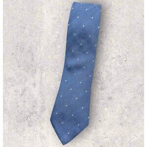 NEW MASSIMO DUTTI Silk Cotton Tie ITALY XL Blue White Polka Dot W:3.1"